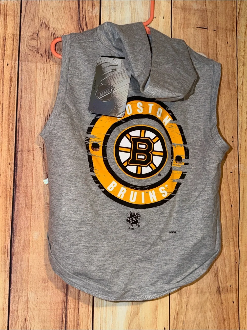Dog Pet Boston Bruins Gray Hooded Sleeveless Hoodie Size Large NWT